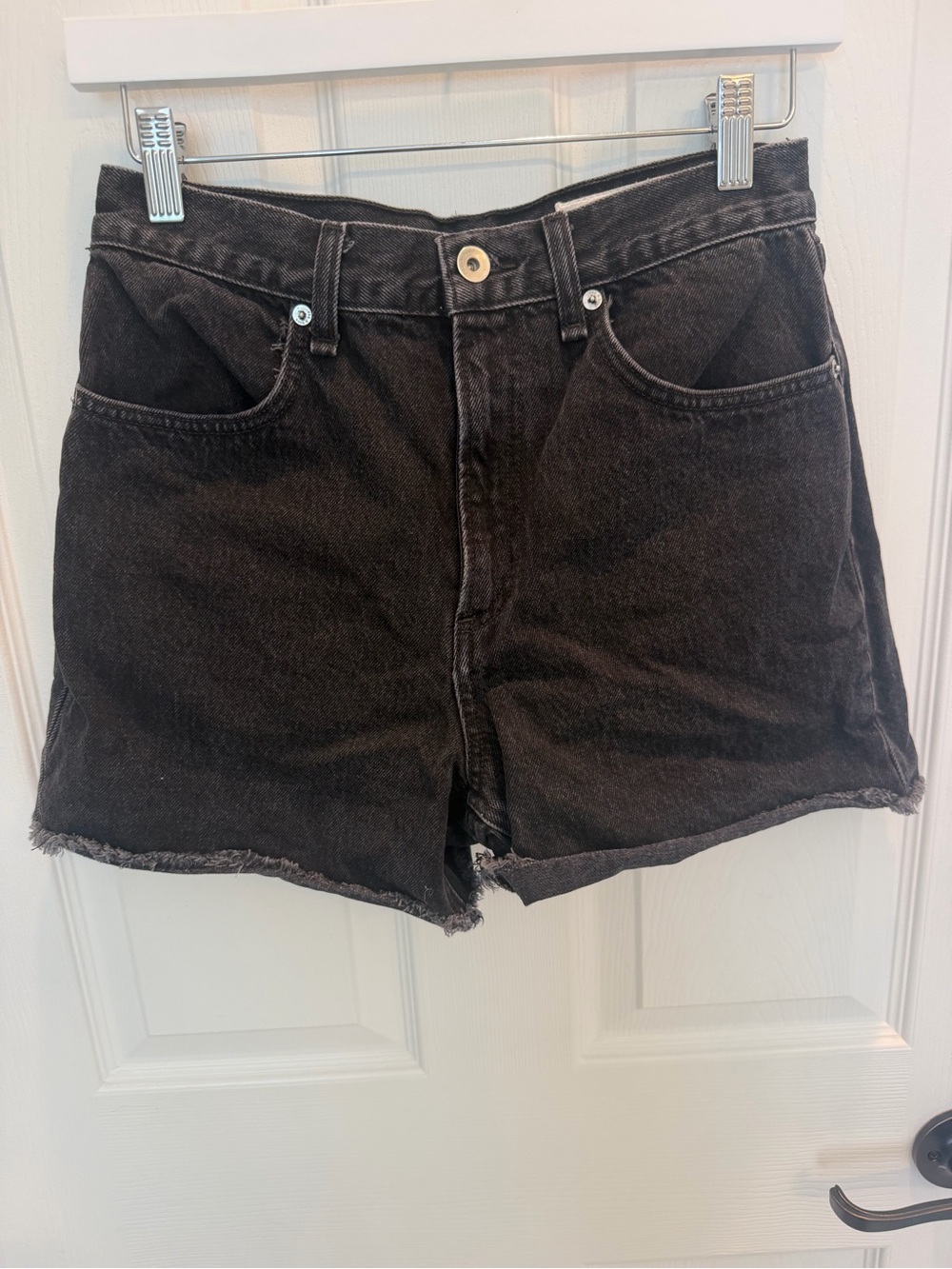 Rag & Bone Torti High Rise Black Denim Cutoff Shorts Size 26 Stone Kuro cotton